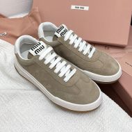 Miu Miu Retro Sneakers Women Suede Grey