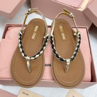 Miu Miu Riviere Sandals Women Calfskin Brown/Gold