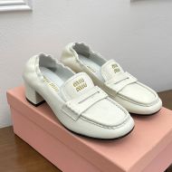 Miu Miu Ruches Loafers Women Nappa Leather White