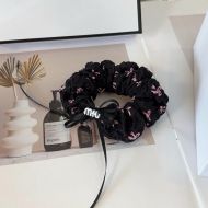 Miu Miu Scrunchie With Enamel Logo Bowknot In Satin Black