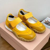 Miu Miu Tyre Ballerinas Women Technical Fabric And Calfskin Yellow