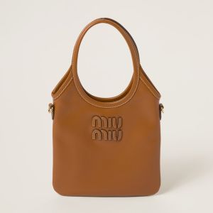 Miu Miu 5BA281 Mini Ivy Handbag In Leather Brown