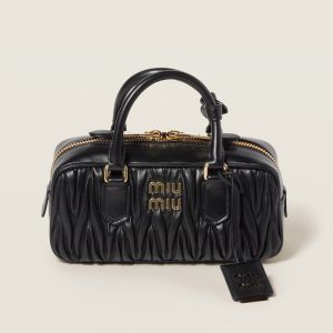 Miu Miu 5BB142 Regular Arcadie Bag In Matelasse Nappa Leather Black