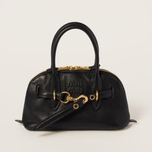 Miu Miu 5BB169 Small Aventure Top-Handle Bag In Nappa Leather Black
