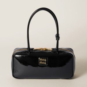 Miu Miu 5BB173 Small Beau Bag In Naplak Patent Leather Black