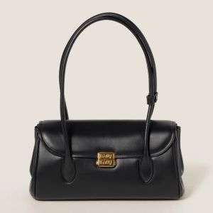 Miu Miu 5BD265 Flap Shoulder Bag In Leather Black