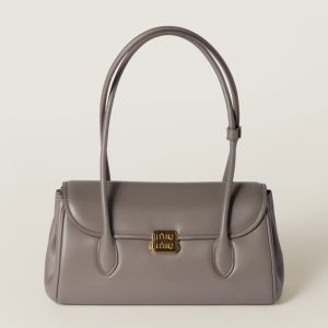 Miu Miu 5BD265 Flap Shoulder Bag In Leather Grey