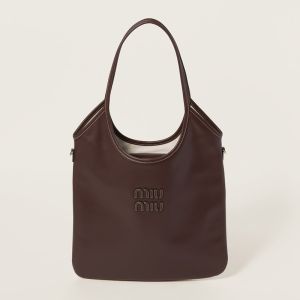 Miu Miu 5BG231 Regular Ivy Bag In Leather Coffee