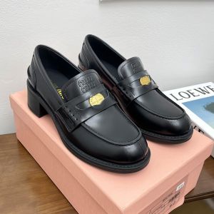 Miu Miu 5D276E Loafers Women Brushed Leather Black