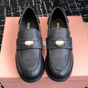 Miu Miu 5D773D Penny Loafers Women Grained Calfskin Black