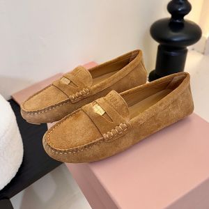 Miu Miu 5DD022 Driving Shoes Women Suede Brown