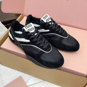 Miu Miu 5E428E Gymnasium Sneakers Unisex Technical Fabric And Suede Black