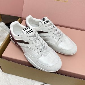 Miu Miu 5E428E Gymnasium Sneakers Unisex Technical Fabric And Suede White