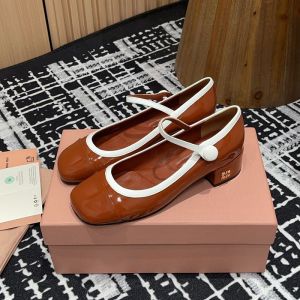 Miu Miu 5I435E Two-tone Mary Jane Pumps Women Patent Leather Brown/White