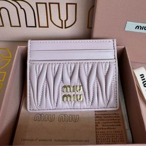 Miu Miu 5MC076 Card Holder In Matelasse Nappa Leather Cherry