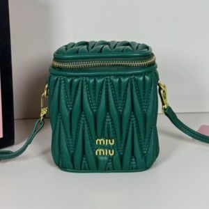Miu Miu 5NR018 Micro Vanity Case In Matelasse Nappa Leather Green