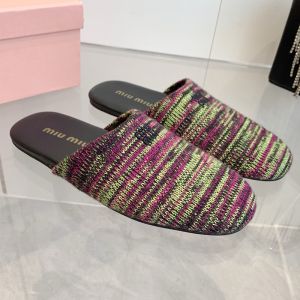 Miu Miu 5S368E Slippers Women Wool Rose/Yellow