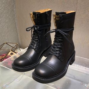 Miu Miu 5U316E Laced Booties Women Leather Black