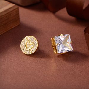 Miu Miu Asymetrical Earrings With Crystals In Metal Gold