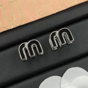 Miu Miu Earrings With Enamel Strass M Letter In Metal Silver/Black