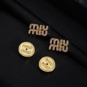 Miu Miu Earrings With Strass Letter In Metal Gold