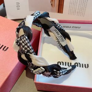 Miu Miu Headband With Strass Logo Multi Satin Weaving In Acetate Black