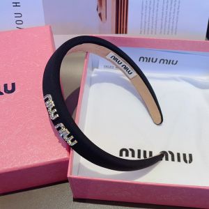 Miu Miu Headband With Strass Logo In Sponge Black