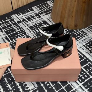 Miu Miu Two-tone Mary Jane Sandals Women Patent Leather Black/White