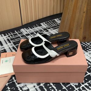 Miu Miu Two-tone Mary Jane Slides Women Patent Leather Black/White