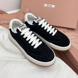 Miu Miu Retro Sneakers Women Suede Black