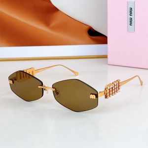 Miu Miu SMU 5692TS Sunglasses With Strass Logo In Metal Brown