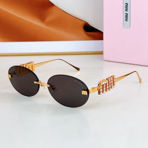 Miu Miu SMU 5693TS Oval Sunglasses With Strass Logo In Metal Black
