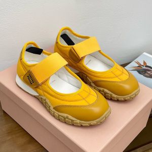 Miu Miu Tyre Ballerinas Women Technical Fabric And Calfskin Yellow